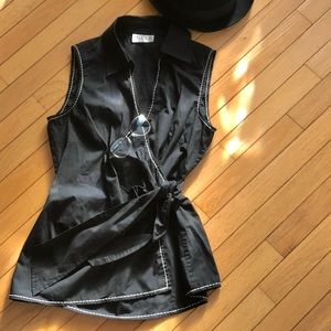 • VINTAGE BLACK WRAP SHIRT •